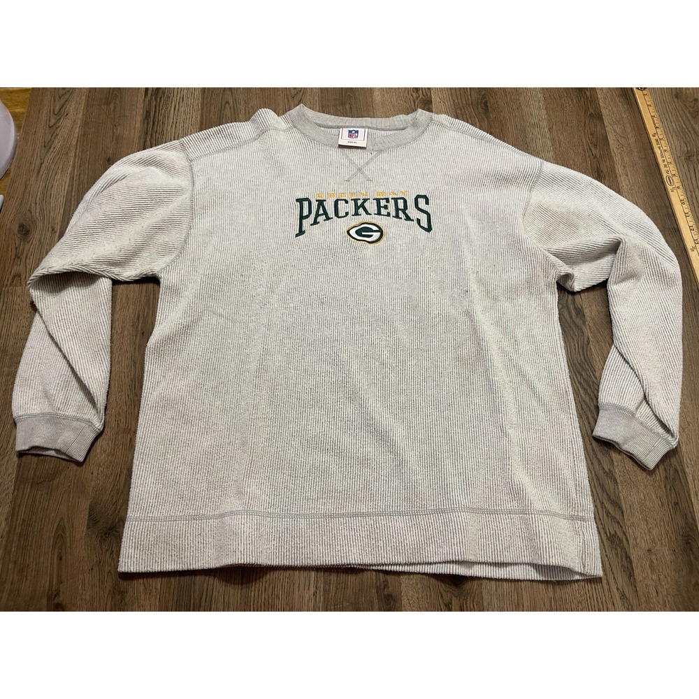 NFL Sweater, Men's Size XL Gray Long Sleeve, Wisconsin Green Bay Packers vintage